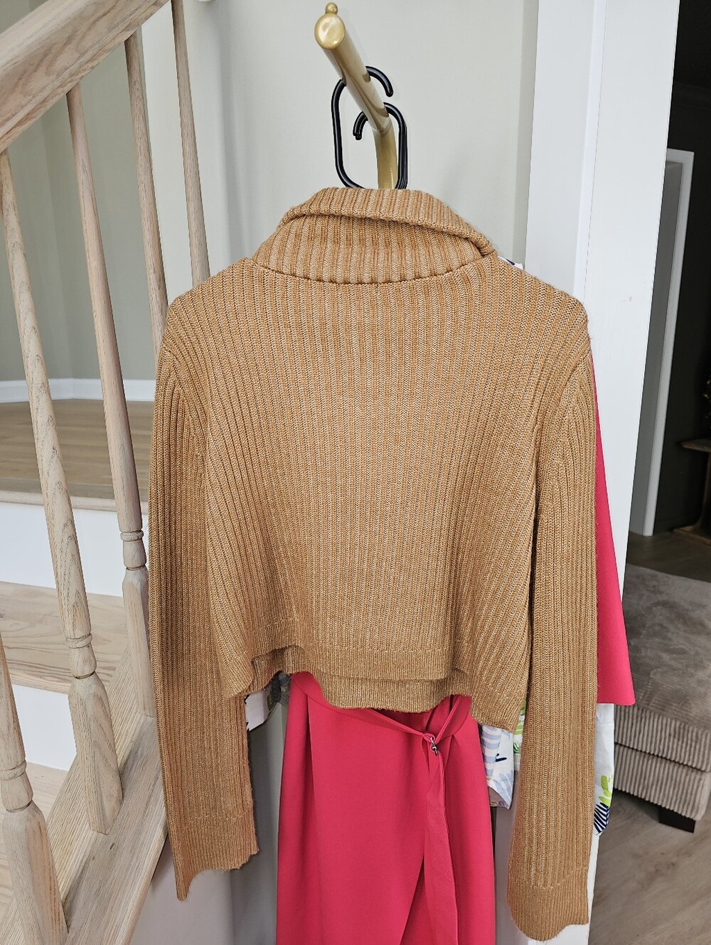 $165 TULAROSA Lovelle Zip Up Sweater in Camel - Picture 8 of 10